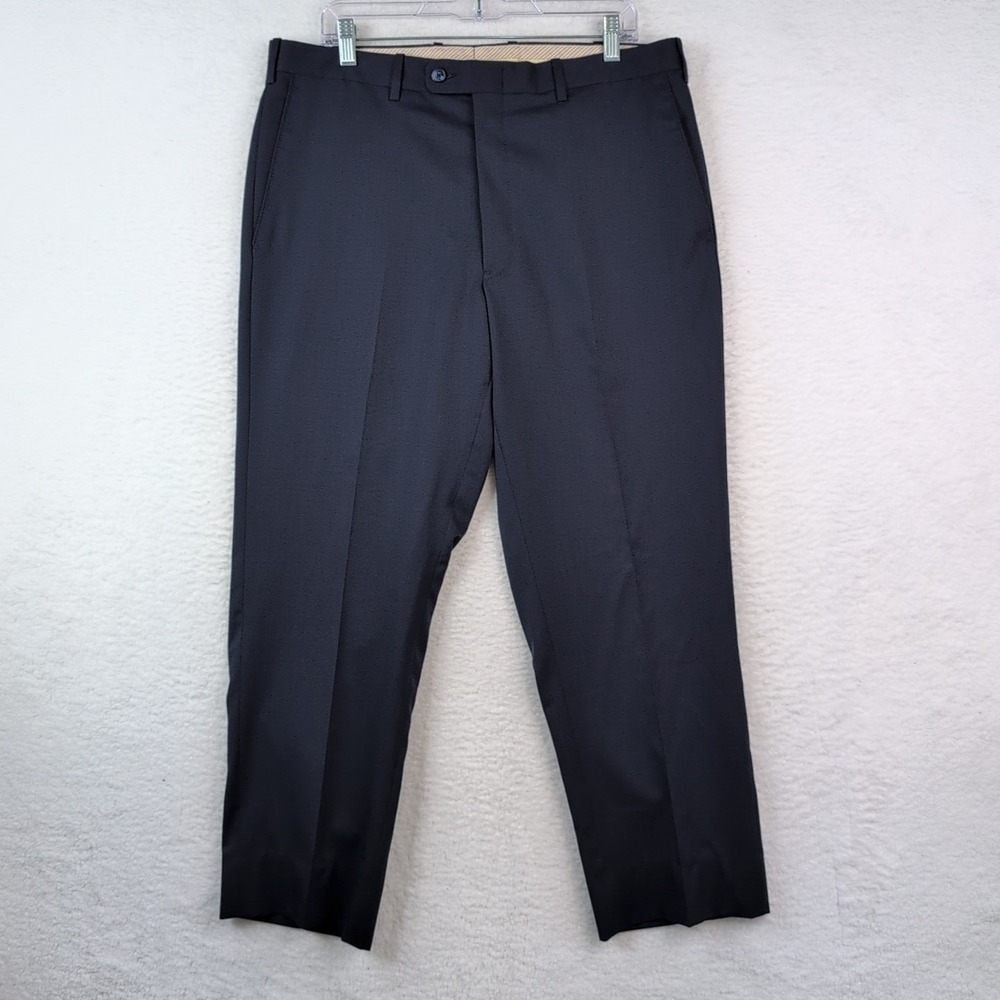 JB Britches Torino Navy Blue Flat Front Wool Italy Mens Dress Pants 36R